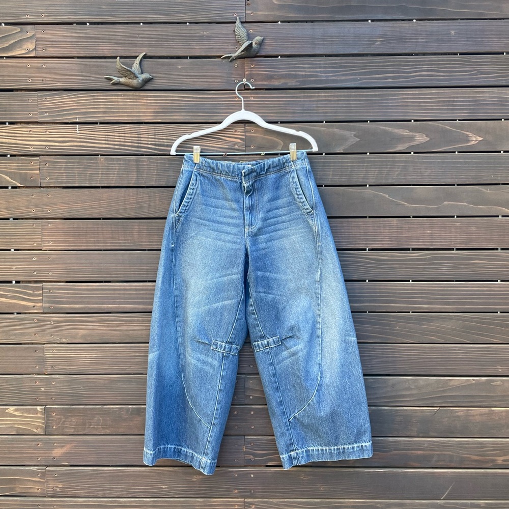 Pilcro Barrel Leg Denim Jeans - Dark Blue - Picture 2 of 7